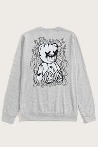 Sweatshirt in Grey Color with Worldwide Teddy Print