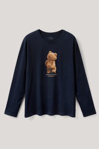 Long Sleeve T-shirt in Blue Color with Teddys Opinion Print