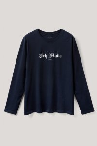 Long Sleeve T-shirt in Blue Color with Self Made Man Print