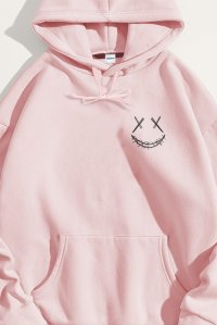 Hoodie in Pink Color with Stand Out Teddy Print
