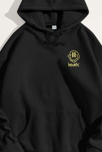 Hoodie in Black Color with Rebel Smiley Print