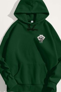 Hoodie in Green Color with No Guts No Glory Print