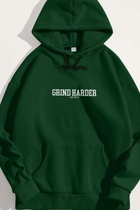 Hoodie in Green Color with No Pain No Gain Print