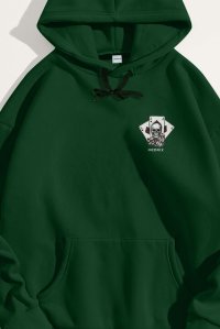 Hoodie in Green Color with No Guts No Glory Print