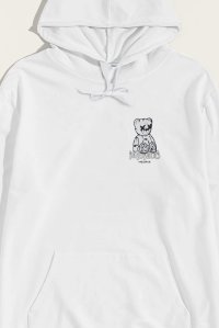Hoodie in White Color with Worldwide Teddy Print