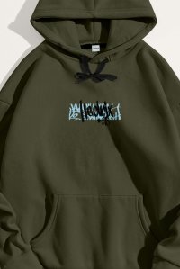 Hoodie in Khaki Color with Street Value Print