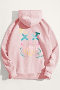Hoodie in Pink Color with Rebel Smiley Print