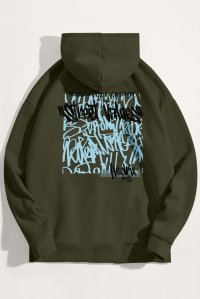 Hoodie in Khaki Color with Street Value Print