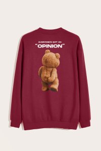 Sweatshirt in Bordeaux Color with Everyones Got An Opinion Print