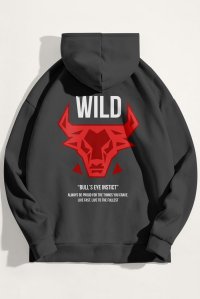 Hoodie in Iron Grey Color with Bulls Eye Print