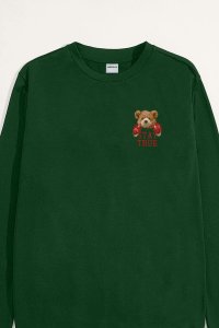 Sweatshirt in Green Color with Boxer Teddy Print