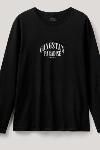 Long Sleeve T-shirt in Black Color with Gangstas Paradise Print
