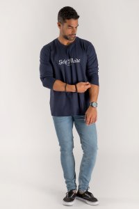 Long Sleeve T-shirt in Blue Color with Self Made Man Print