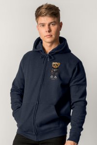 Zip-Up Hoodie in Blue color with Goat Teddy stamp