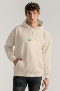 Hoodie in Ecru Color with Arcade Print