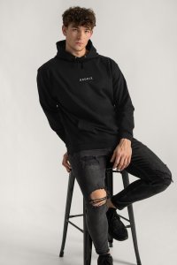 Hoodie in Black Color with Minimal Hedrix Print