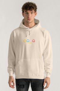 Hoodie in Ecru Color with Arcade Print
