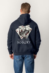 Zip-Up Hoodie in Blue color with No Guts No Glory stamp