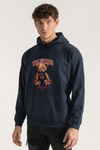 Hoodie in Blue Color with Wordwide Winner Teddy Print