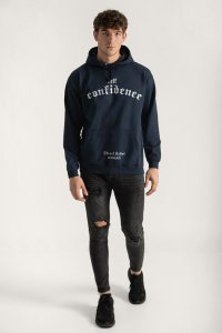 Hoodie in Blue Color with Self Confidence Print
