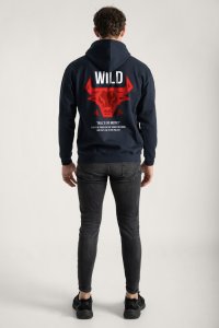 Hoodie in Blue Color with Bulls Eye Print