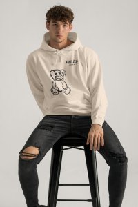 Hoodie in Ecru Color with Vanity Teddy Print