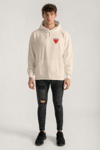 Hoodie in Ecru Color with Bulls Eye Print