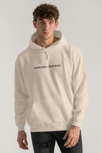 Hoodie in Ecru Color with Hakuna Matata Print
