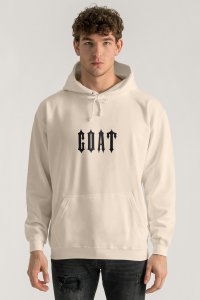 Hoodie in Ecru Color with Real Goat Print