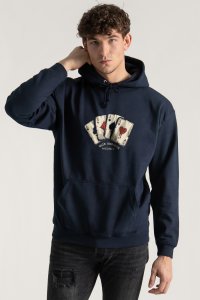 Hoodie in Blue Color with Wild Cards Print