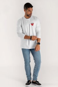 Long Sleeve T-shirt in White Color with Bulls Eye Print