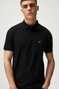 Polo Shirt Slim Fit in Black Color with Bee stamp