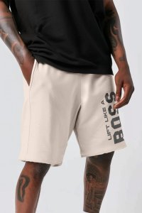 Shorts in Ecru color with Lift Like A Big Boss stamp