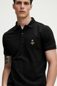Polo Shirt Slim Fit in Black Color with Bee King stamp