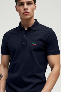 Polo Shirt Slim Fit in Blue Color with Cherry stamp