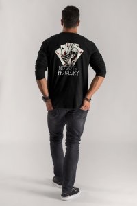 Long Sleeve T-shirt in Black Color with No Guts No Glory Print