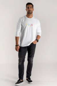Long Sleeve T-shirt in White Color with Arcade Print