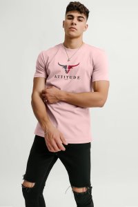 T-Shirt in Pink color with Goat Attitude Print