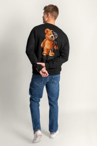 Sweatshirt in Black Color with Robotic Teddy Print