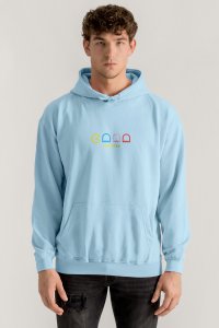 Hoodie in Sky Blue Color with Arcade Print