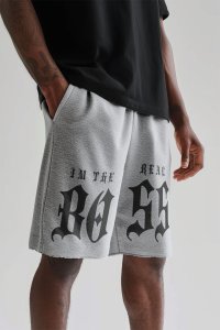 Shorts in Grey color with I Am The Real Boss stamp