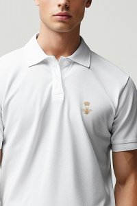 Polo Shirt Slim Fit in White Color with Bee King stamp