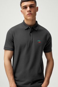 Polo Shirt Slim Fit in Iron Grey Color with Cherry stamp