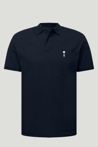 Polo Shirt Slim Fit in Blue Color with Ace Reversed stamp