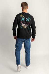 Sweatshirt in Black Color with Rebel Smiley Print