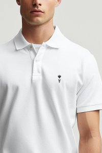 Polo Shirt Slim Fit in White Color with Ace Reversed stamp