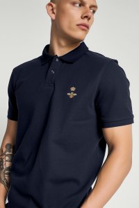Polo Shirt Slim Fit in Blue Color with Bee King stamp