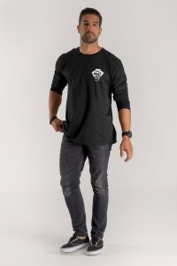 Long Sleeve T-shirt in Black Color with No Guts No Glory Print