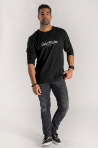 Long Sleeve T-shirt in Black Color with Self Made Man Print