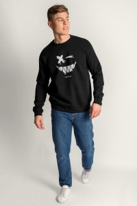 Sweatshirt in Black Color with Angry Smiley Print
